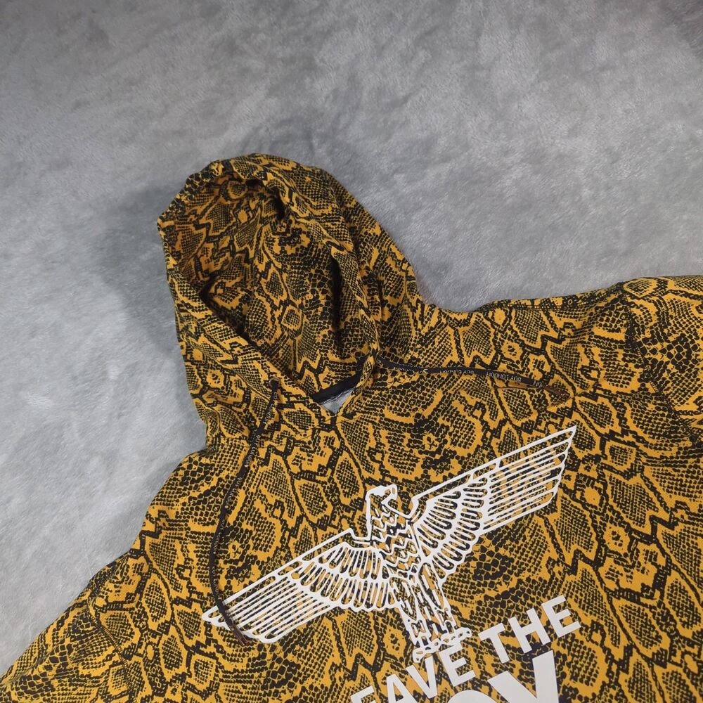 BOY London Mens Small Snakeskin Hoodie Leave The Boy Alone Eagle Yellow Cinch S